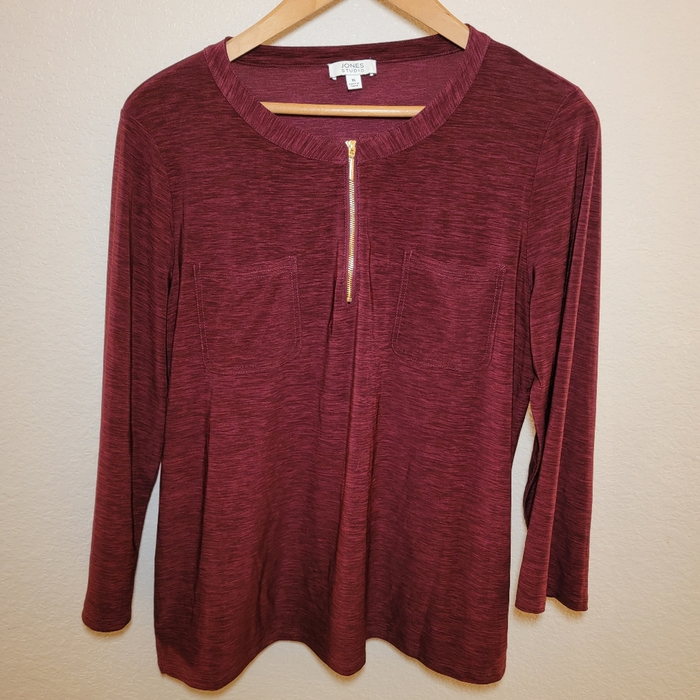 Jones Studio 3/4 sleeve blouse (dark red) Sz XL